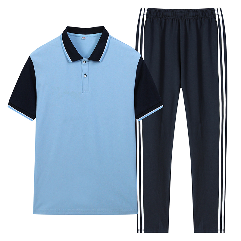 2028学生校服 聚酯纤维/氨纶 天蓝/白 120-190