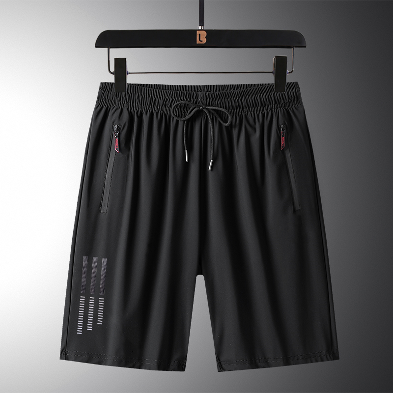 2697冰丝运动休闲五分裤 76锦纶24氨纶 黑 L-8XL