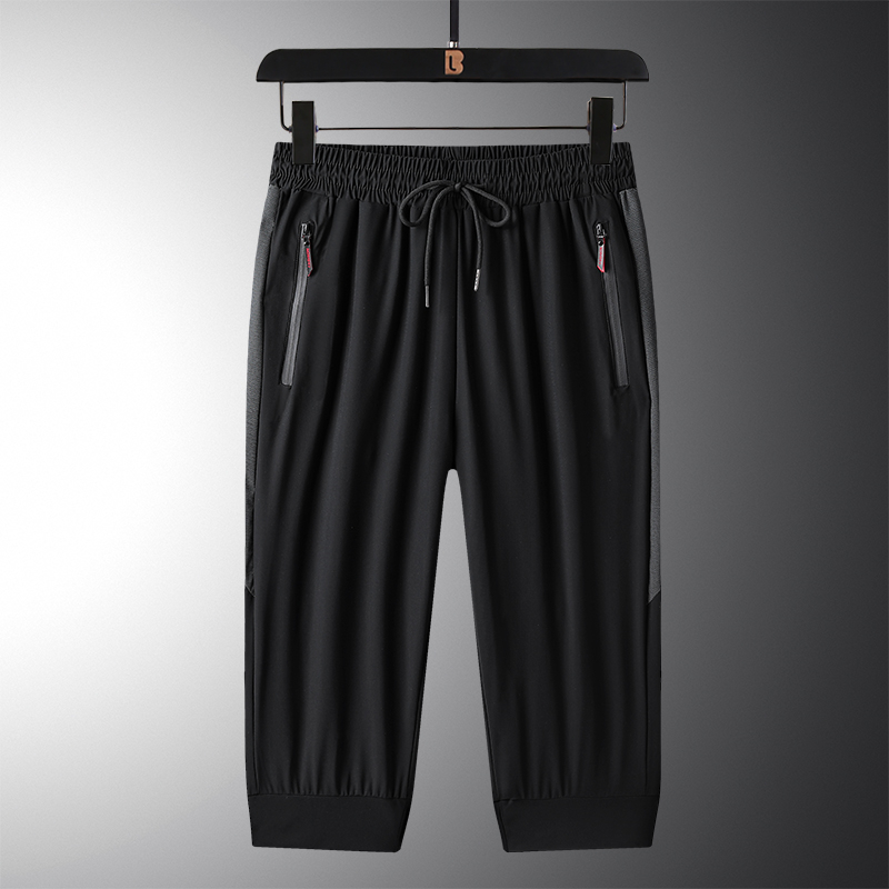2693冰丝七分裤 76锦纶24氨纶 黑 L-8XL