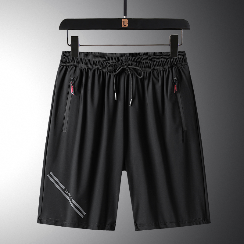 2695冰丝运动休闲五分裤 76锦纶24氨纶 黑 L-8XL