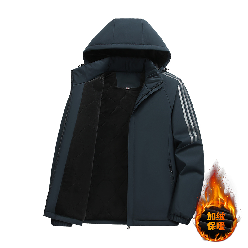 7651加厚加绒棉衣 100聚酯纤维 黑色/深蓝/墨绿 XL-6XL